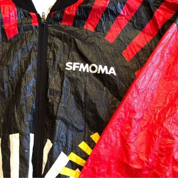 Leslie Jordan SF Moma Jacket Vintage Tyvek Size Medium biker‎ cycling pop art - Picture 3 of 9